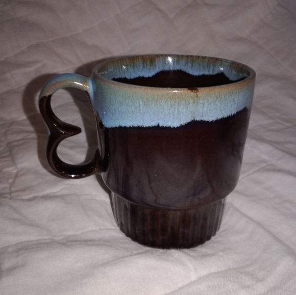 Replacement Mid Century Modern Stackable Brown Blue Drip Glaze Coffee Mug Cup - Picture 1 of 7